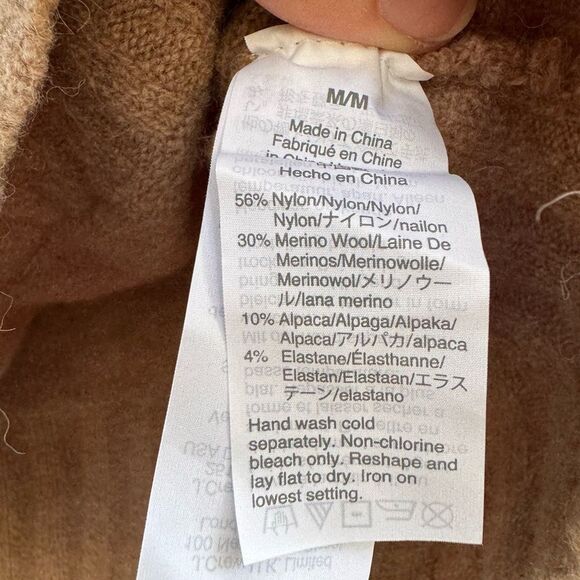 J. Crew Women's Mock Neck Sweater Alpaca Merino Wool Blend in Tan Size Medium - Picture 6 of 6